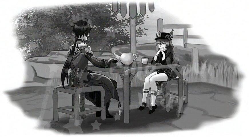 Spot Art for Ex-CC Writers Zine feat. Hu Tao and Zhongli