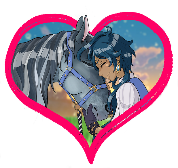 Kaeya and Horse Sticker for HEART Teyvat Zine