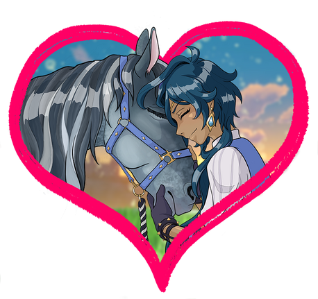 Kaeya and Horse Sticker for HEART Teyvat Zine