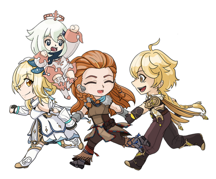 Twins and Aloy Sticker for Ties Through Teyvat Zine