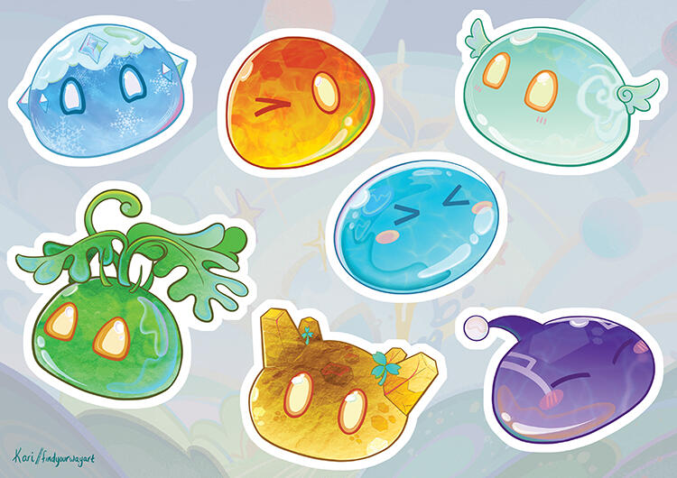 Slimes ala Lisa Frank Stickersheet