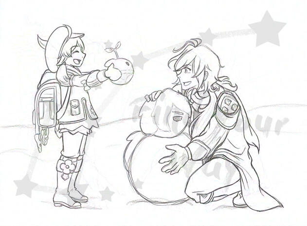 Kaeya and Klee in the Snow